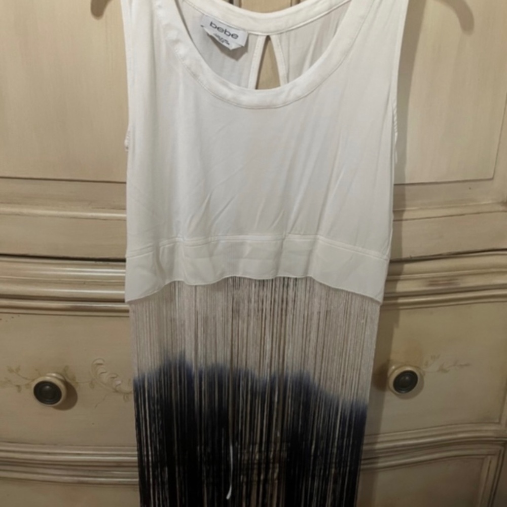 Bebe Ombré Fringe Top Festival Boho Vibe NWOT